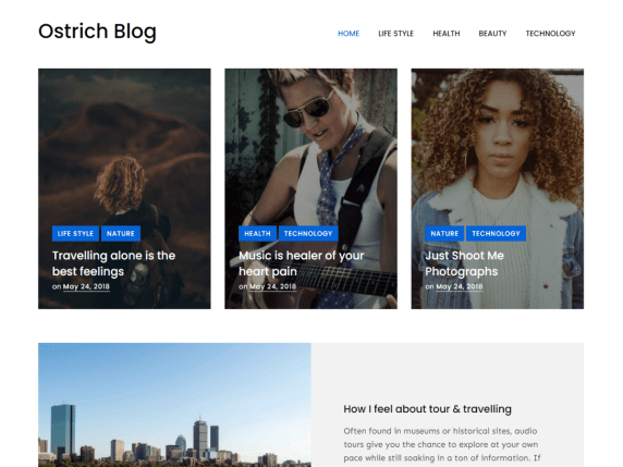 wordpress theme ostrich blog